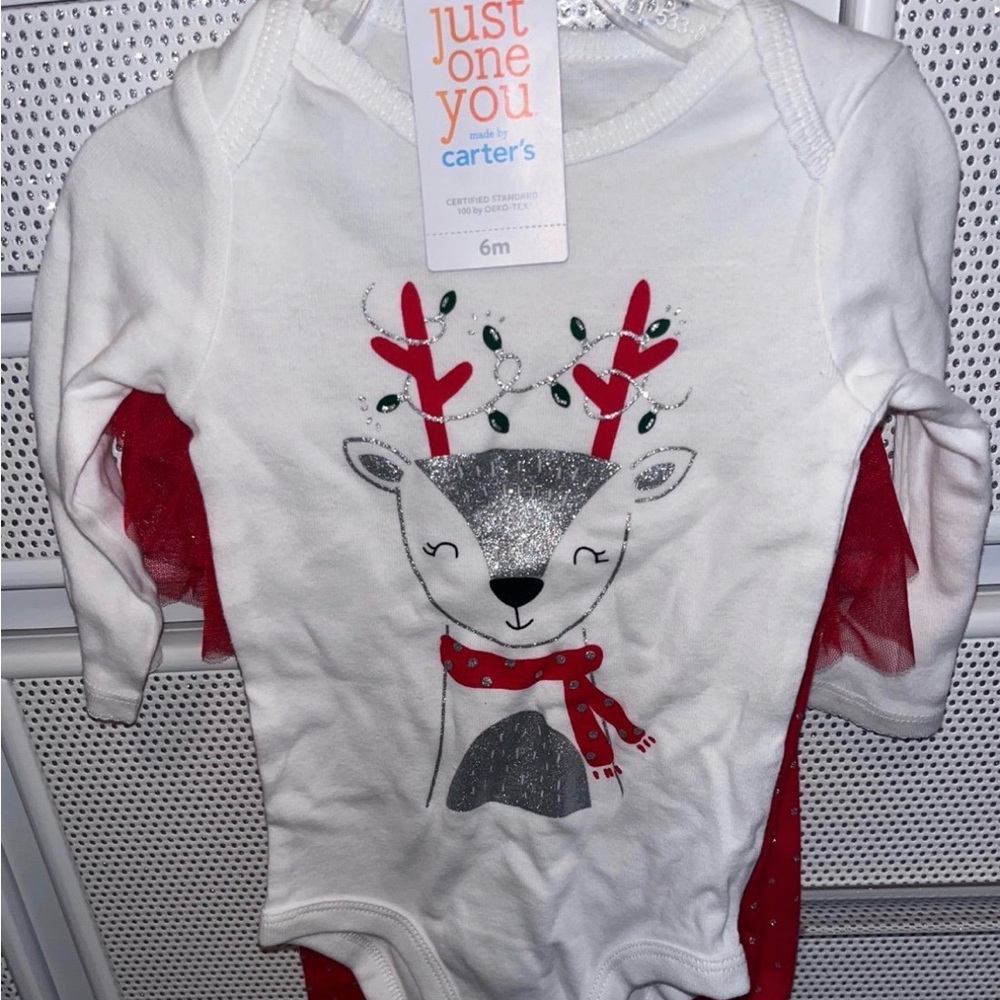 Carter's Festive Reindeer Bodysuit - White and Red